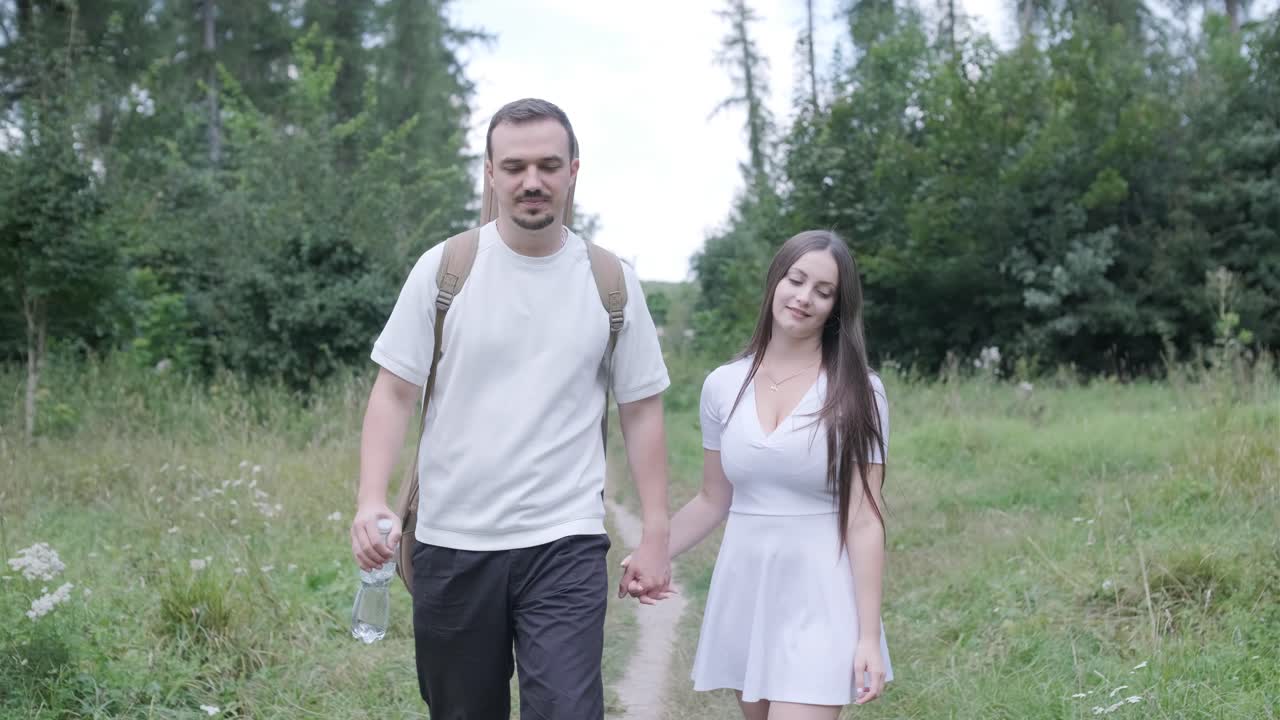 Couple walking on a path