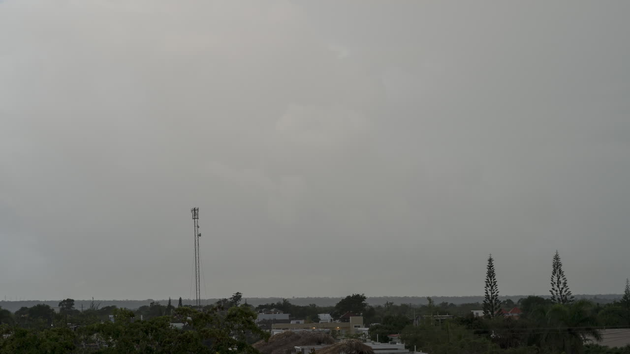 Timelapse Of Rain Storm Clouds Passing Over Punta Cana In Dominican Republic. Slow Zoom