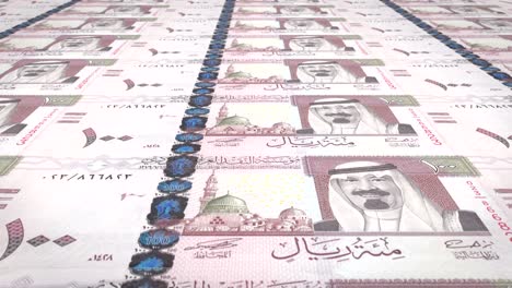 banknotes of one hundred saudi riyals of saudi arabia, cash money, loop