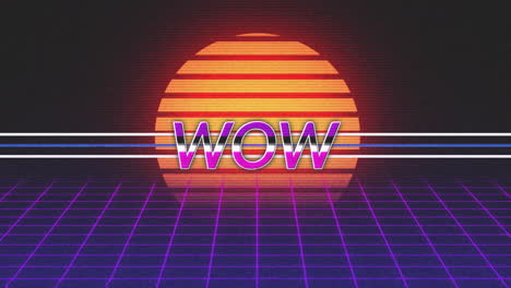 animación pantalla de videojuegos antiguos con la palabra wow escrita