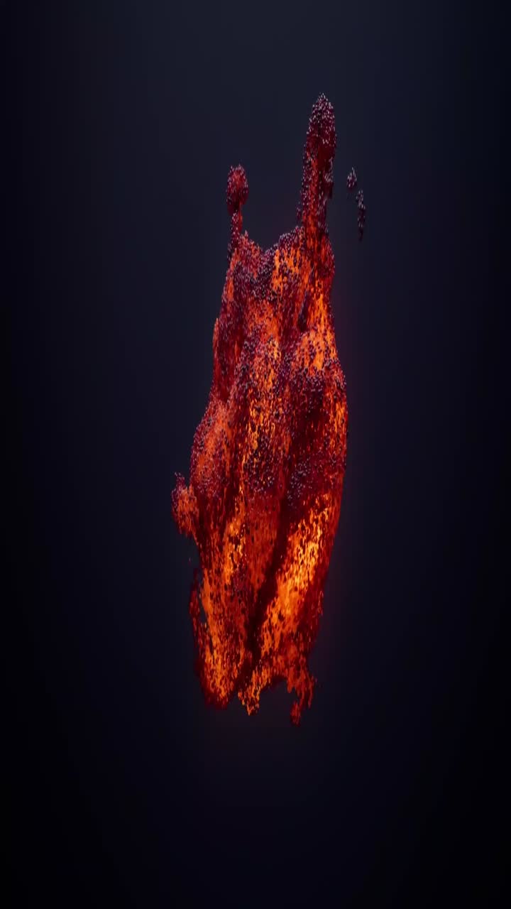 Particelle di fuoco astratte e incandescenti che mutano su sfondo scuro