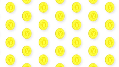 animación de la moneda de oro del yen video de fondo de patrón sin costuras. 4k