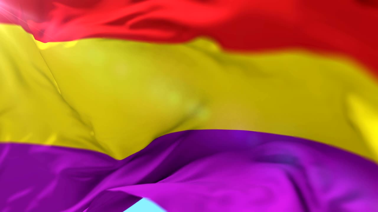 bandera republicana española agitando en el viento, bucle