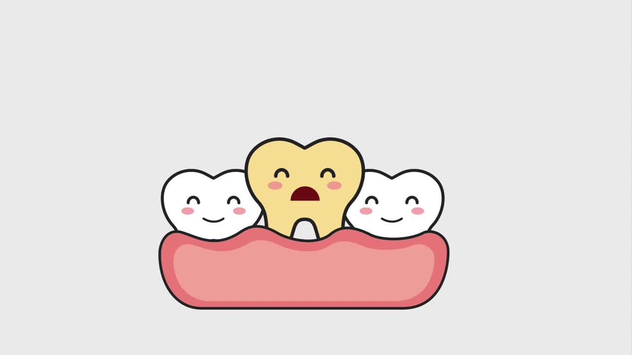 y dientes felices en la encía enferma