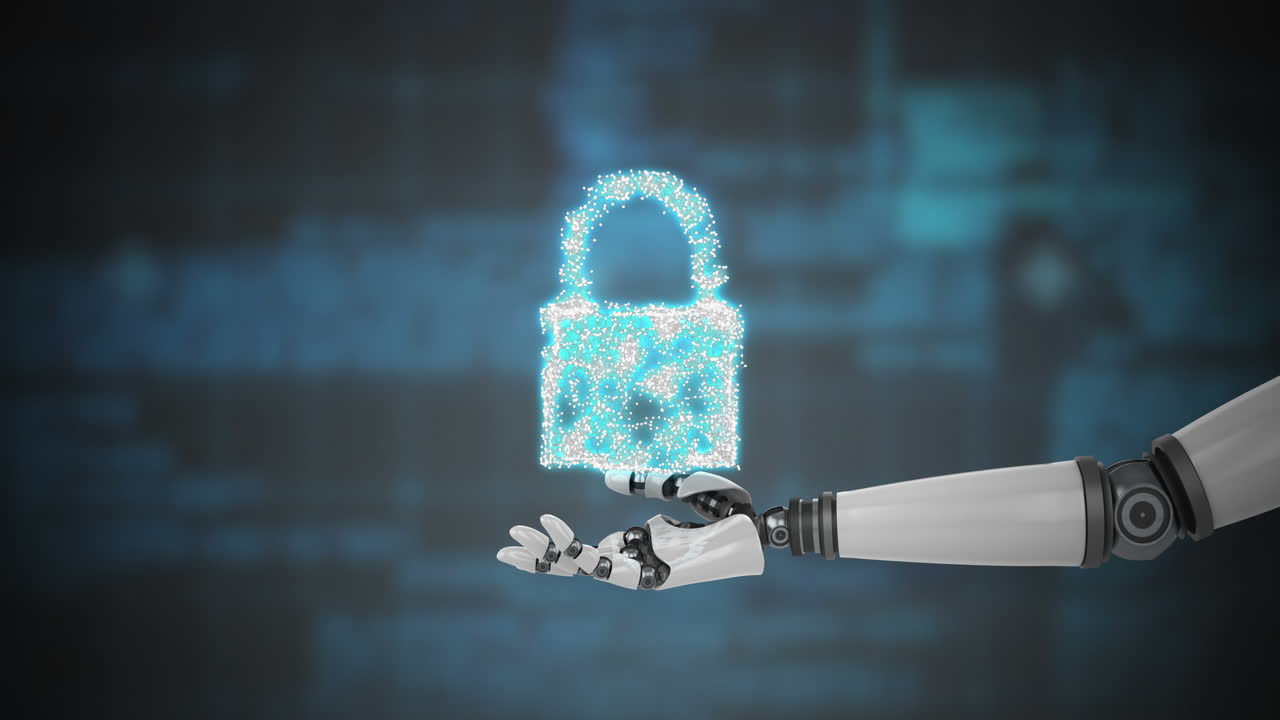 mano robótica que presenta la seguridad de datos en la nube digital