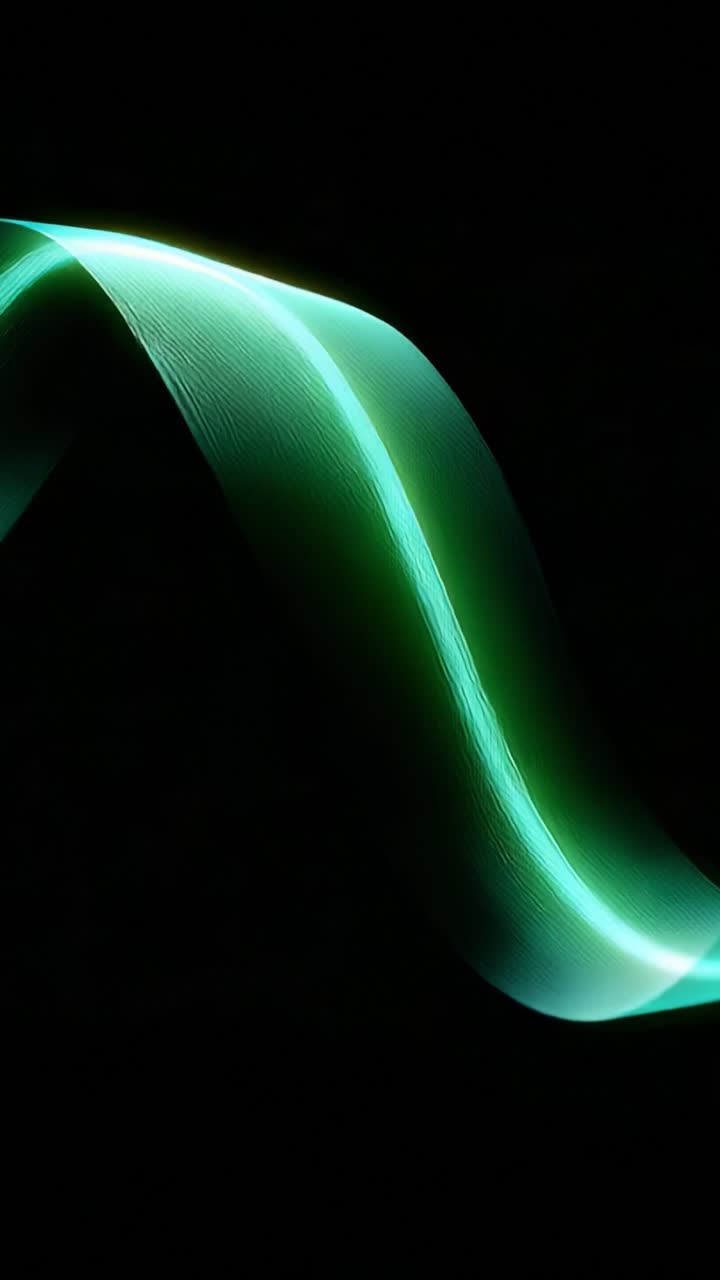 A Captivating Display of Ethereal Light Waves: A Mesmerizing Journey Through Flowing Green Luminescence Against a Contrast of Deep Black, Showcasing the Beauty and Elegance of Abstract Light Art