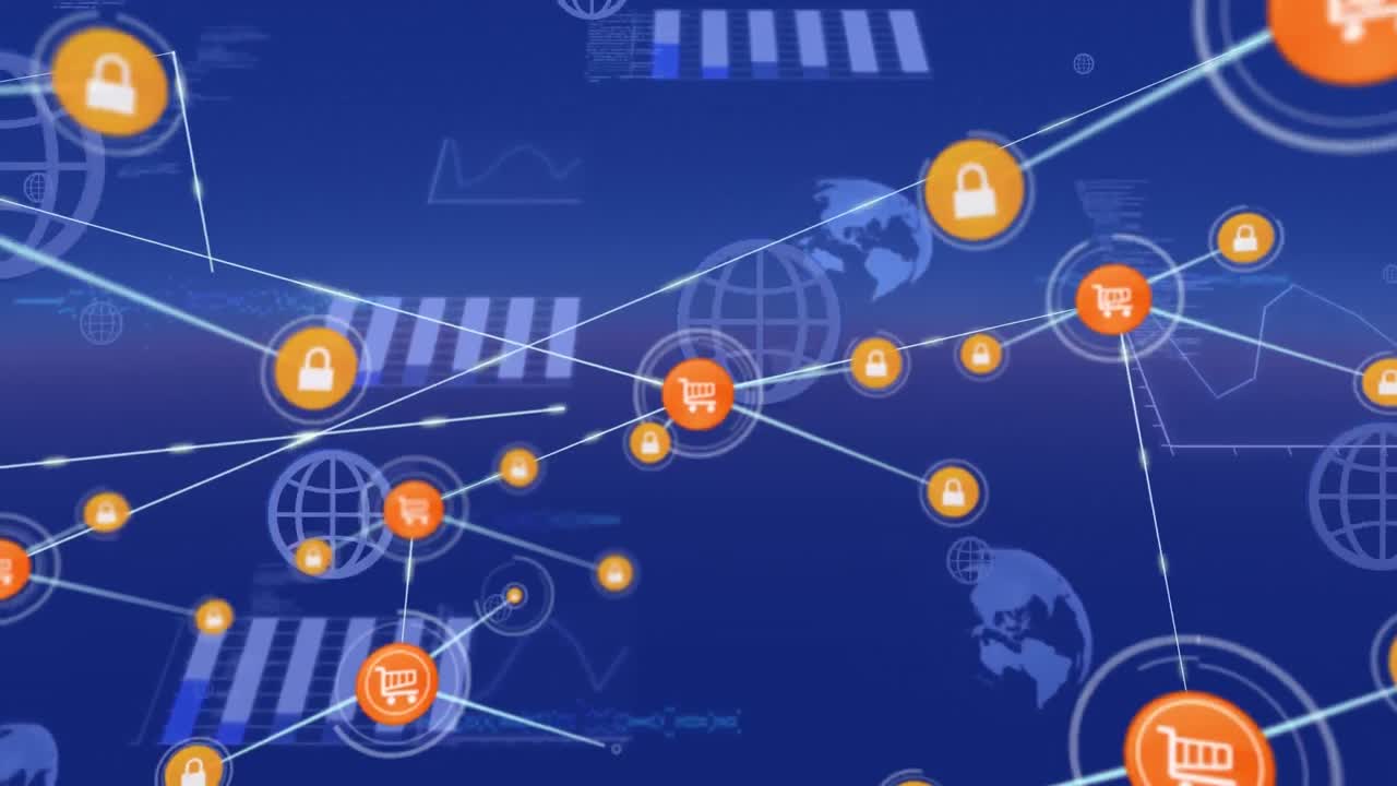 통계에 대한 아이콘으로 연결 네트워크의 애니메이션