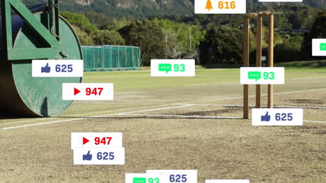 animación del procesamiento de datos digitales sobre el campo de cricket