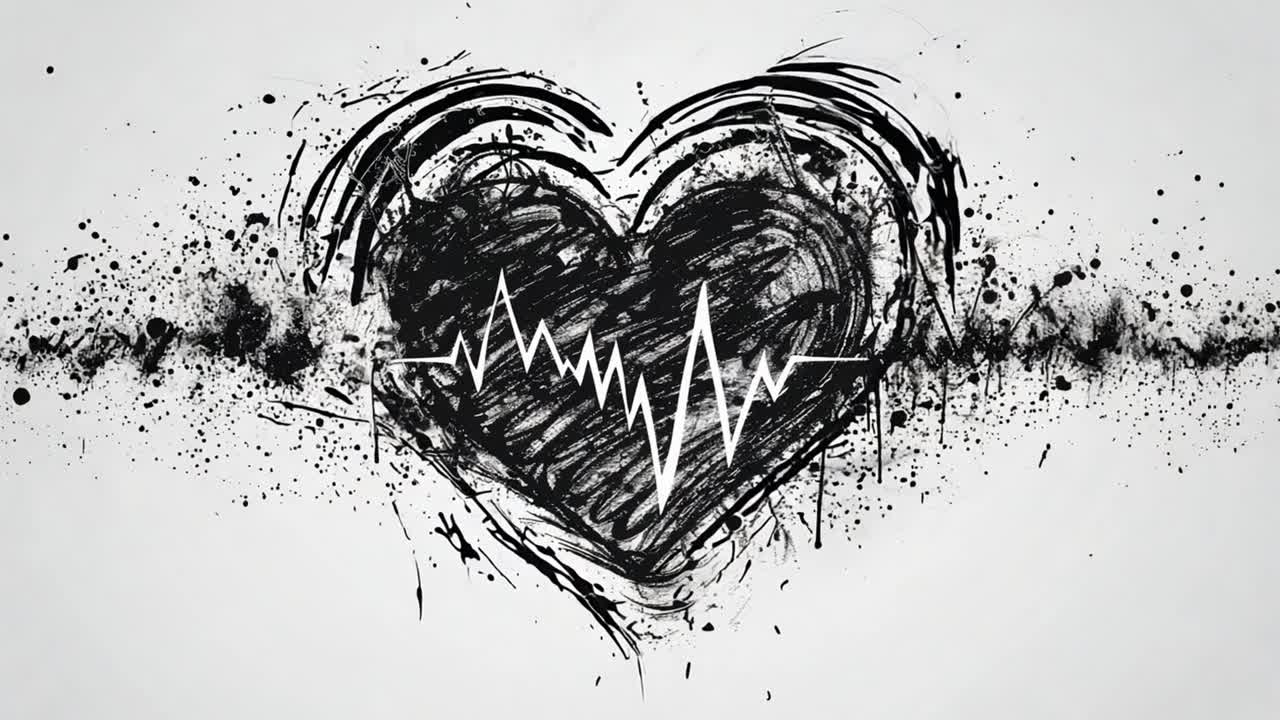 Heart with Heartbeat Scribble