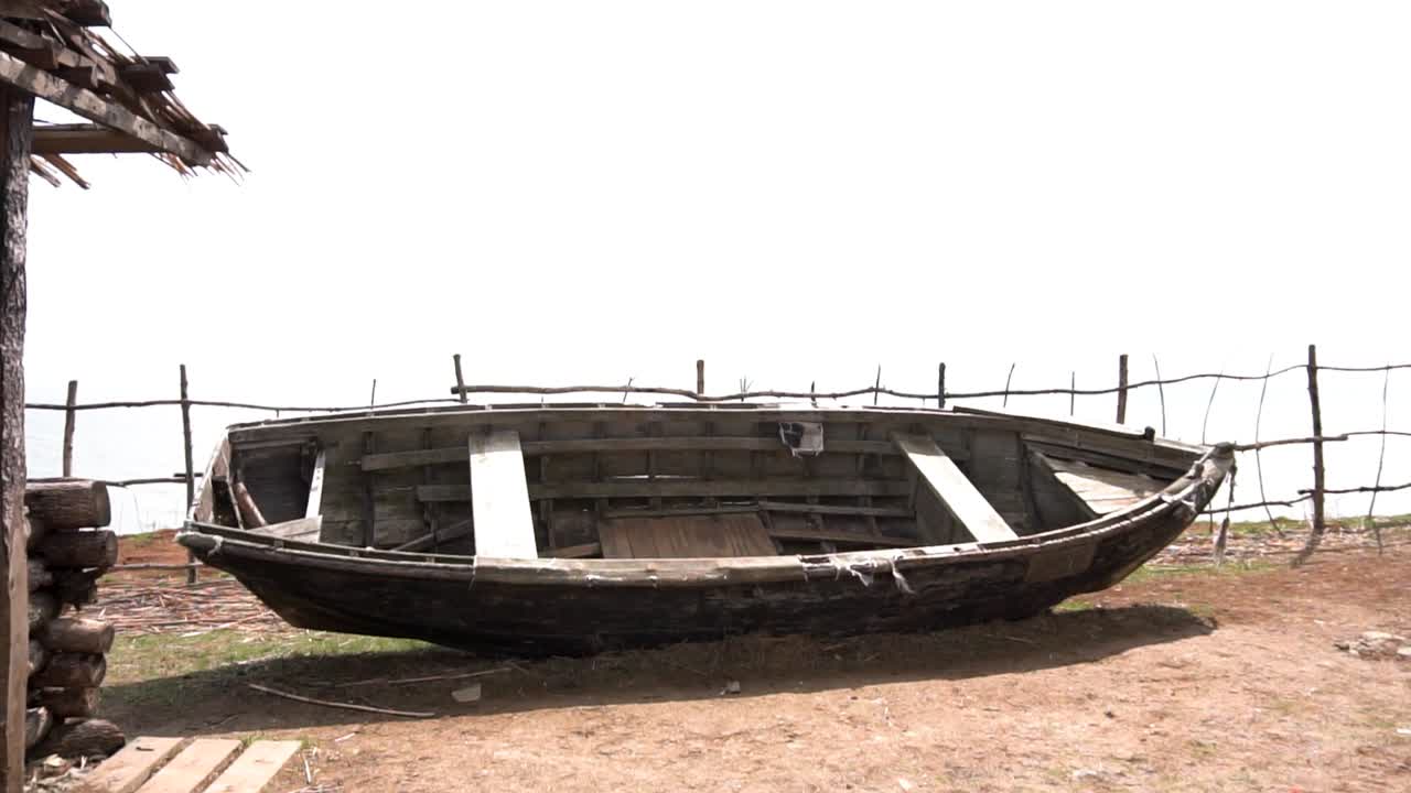 Old Wooden Boat on a Rural Shore
