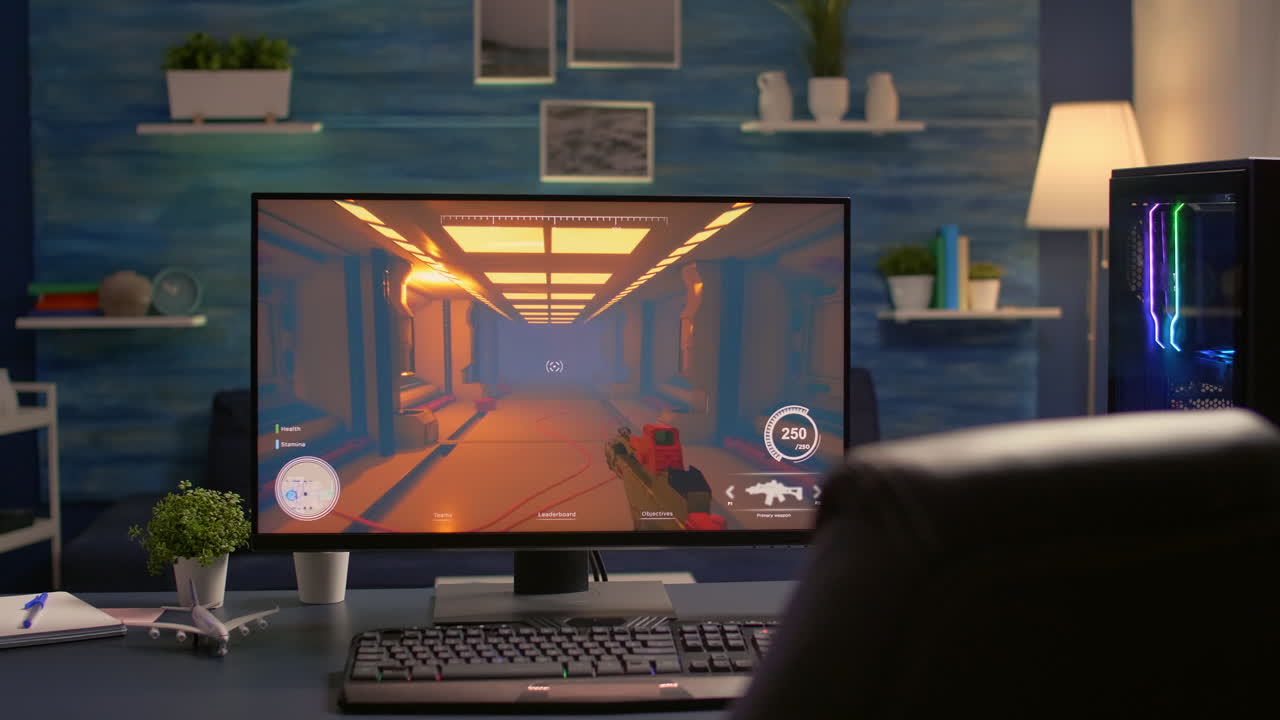 비어있는 게임 스튜디오의 클로즈업