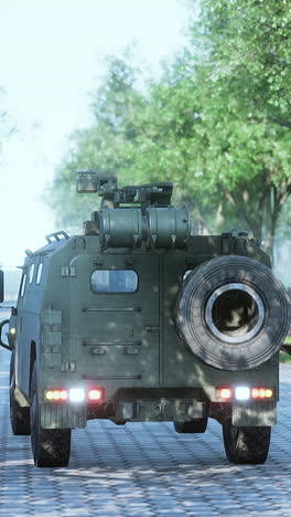 military vehicle in a park setting