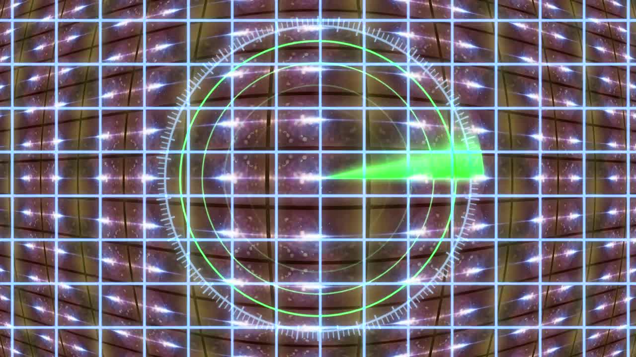 레이더 그리드와 움직이는 배경이있는 hud 패널. 모션 그래픽