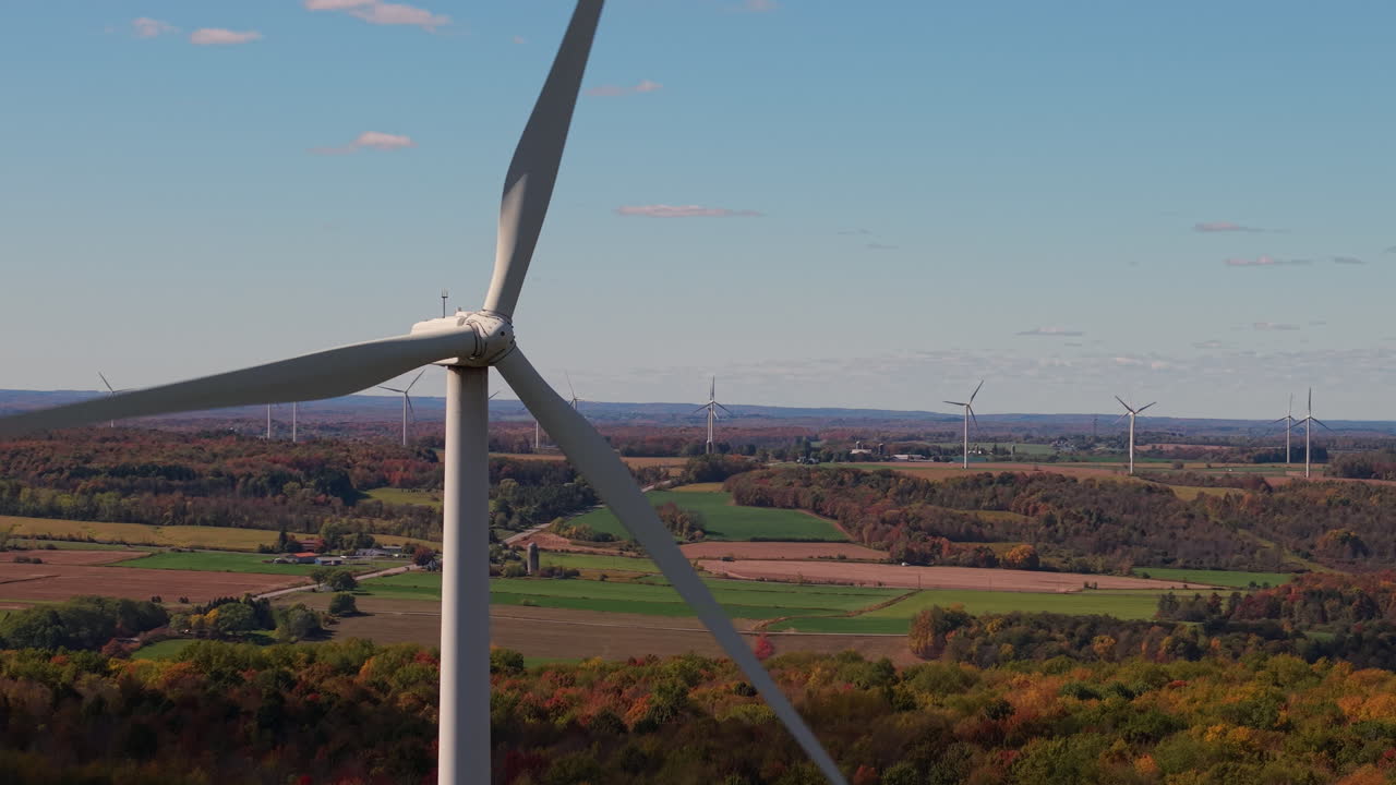 Wind Turbines in Autumn Landscape