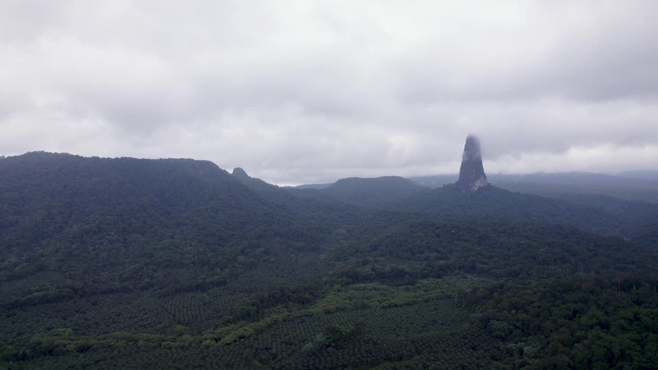 Pico Cão Grande, São Tomé — a dramatic volcanic plug rising from lush rainforest in Obô Natural Park, an iconic African landmark