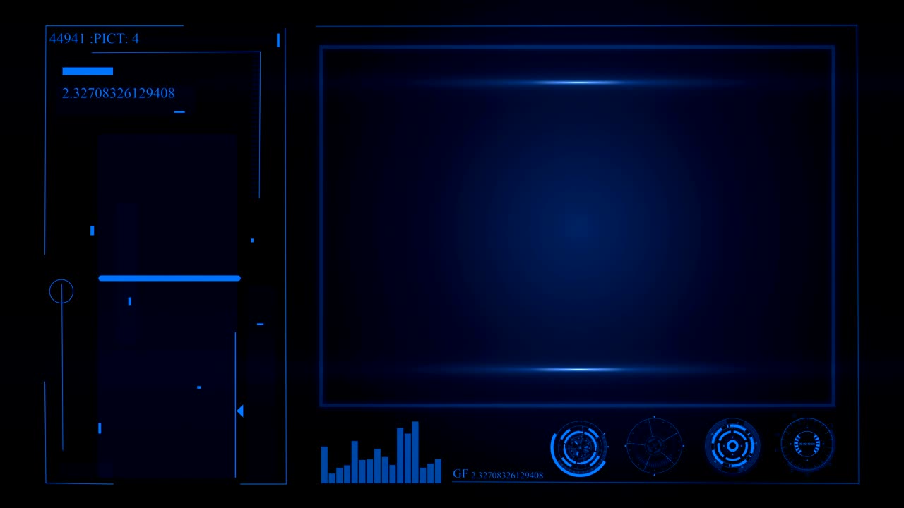 hud. 사용자 인터페이스와 화면 프로젝터와 함께 미래의 기기판.