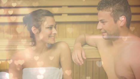 couple relaxing in sauna