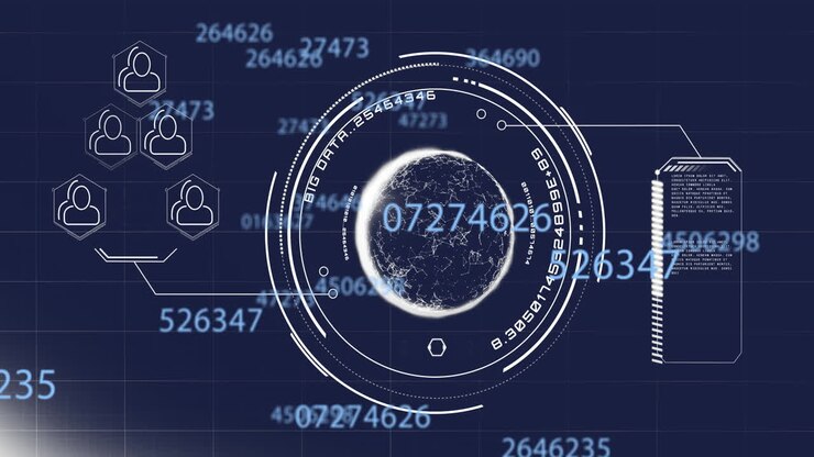 Digital data and network connections animation over globe and binary numbers