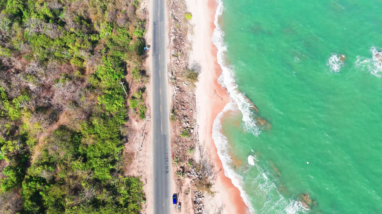 Aerial View Pan of the Windy Coast near Vung Tau.