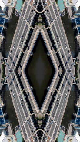 mirror footage of traffic on highway tokyo vertical