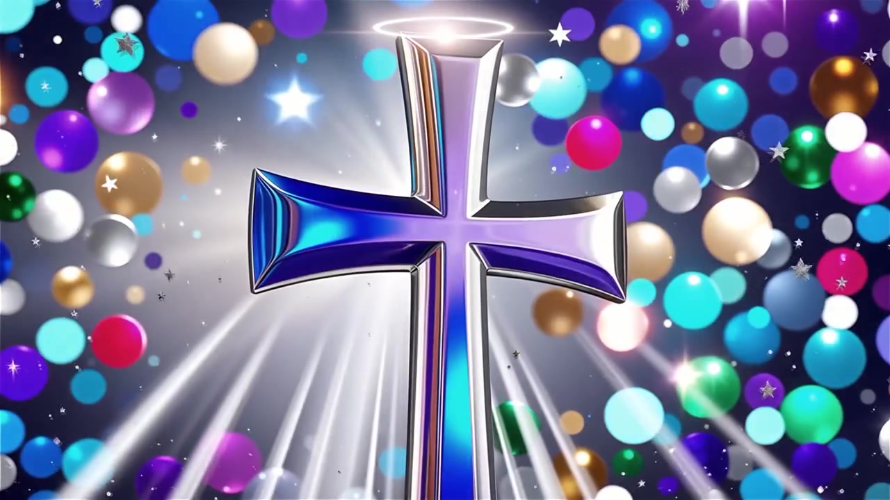 Croce Cristiana Luce Celestiale Sfondo per il Culto.