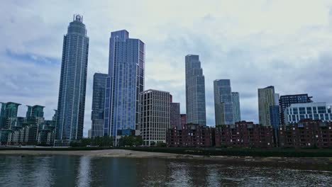 stunning skyline of modern skyscrapers by the river in london