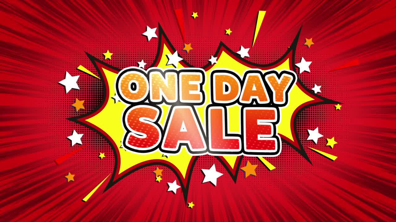 One day sale text pop art style expression retro comic bubble expression cartoon illustration