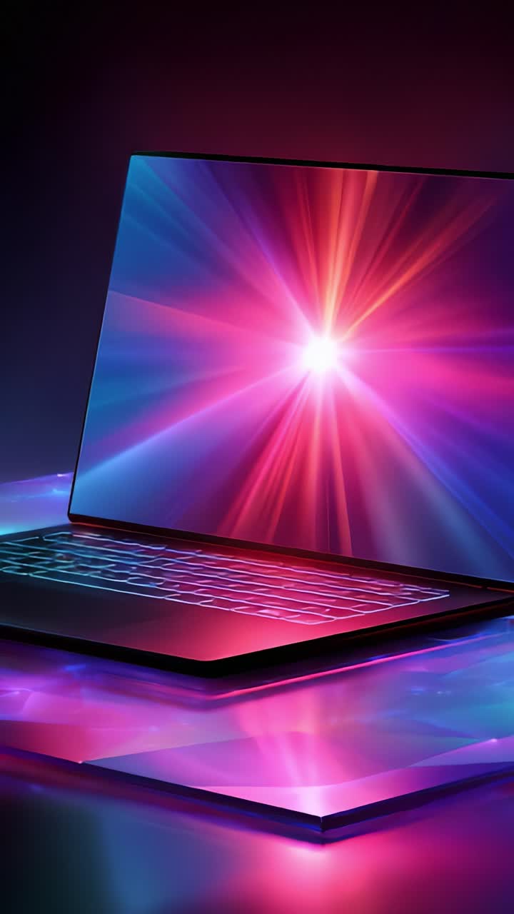 A Stunning Visual Display of Light and Color Reflected from a Modern Laptop's Screen, Showcasing a Fusion of Technology and Aesthetic Ambiance