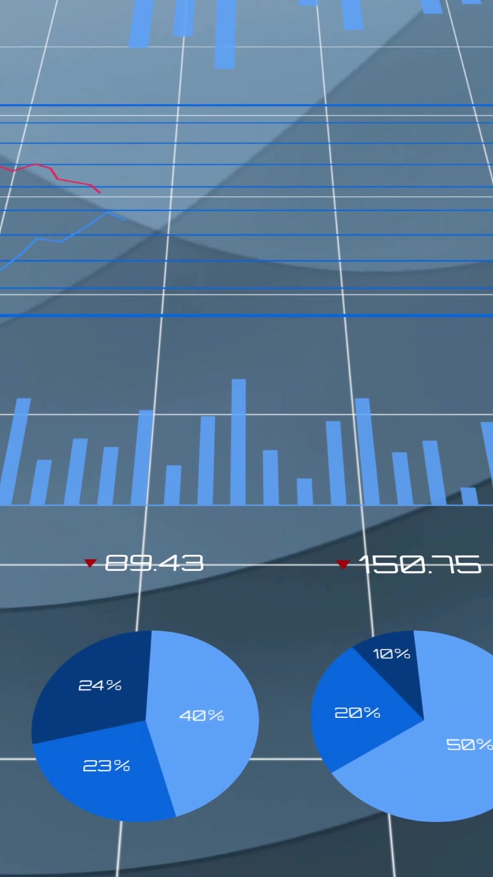 Animation af databehandling og diagrammer over grå former