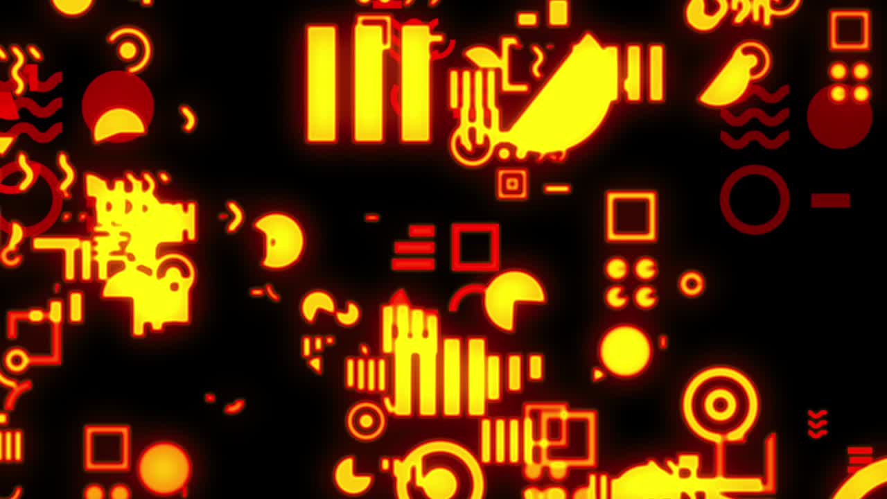 cuadrados y círculos, etc. formas simples y planas movimiento de bucle gráfico.