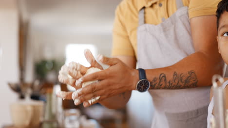 Hands,-learning-and-father-baking-with-kid