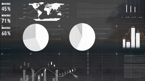 Animation-Der-Infografik-Schnittstelle-über-Dem-Modernen-Stadtbild-Vor-Bewölktem-Himmel