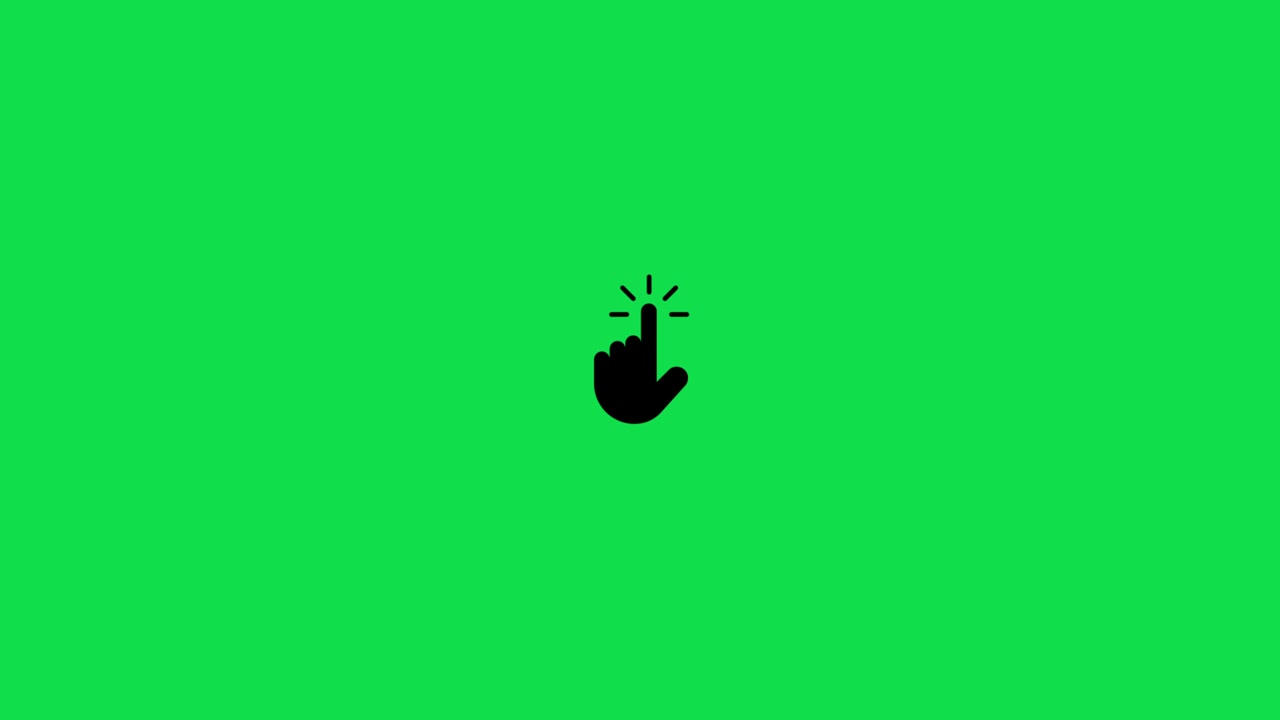 Animated Hand Cursor Clicking on Green Screen Background
