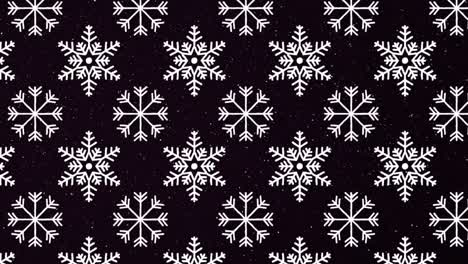 Snow-falling-and-snowflakes-icons-in-seamless-pattern-against-black-background