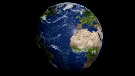 planet earth orbiting in 4k, looped, day and night, 3d animation, alpha