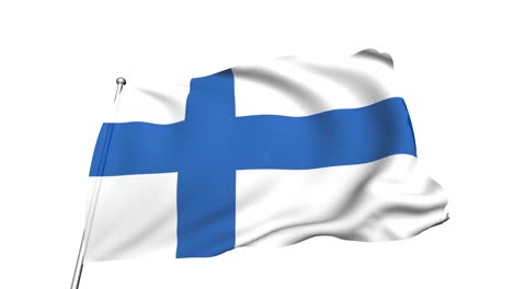 flag of finland in the wind (alpha channel, semi-transparent, loopable)