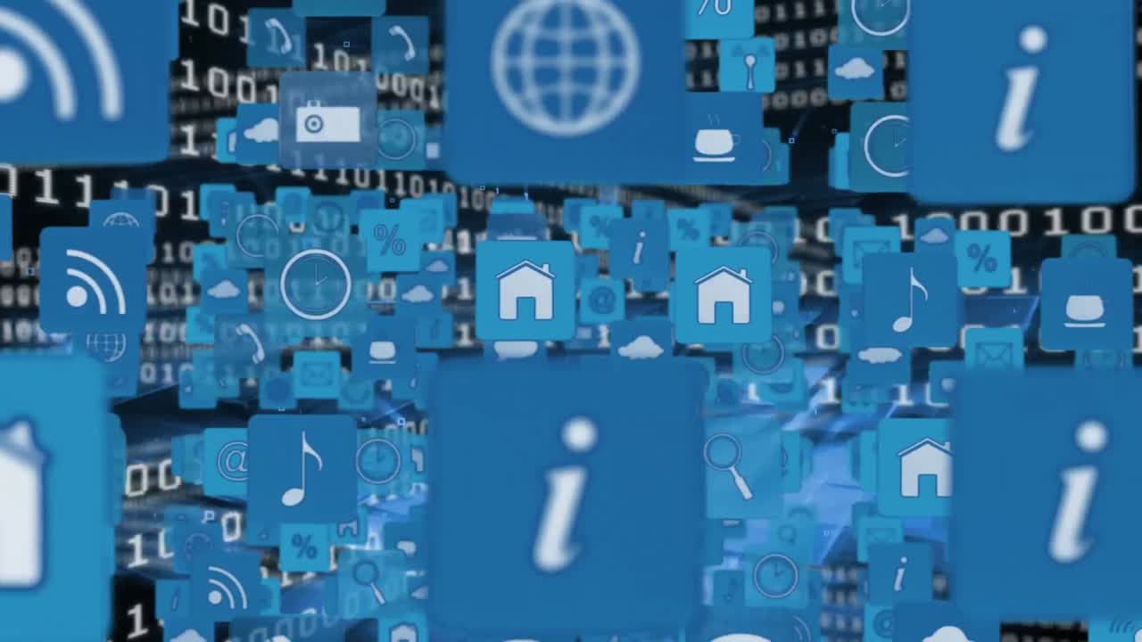 iconos y símbolos de internet con codificación binaria