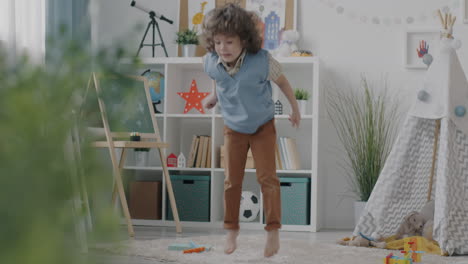 child playing in playroom