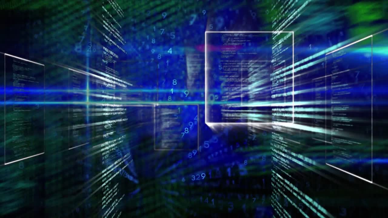 Animation of data processing and networks of connections over globe