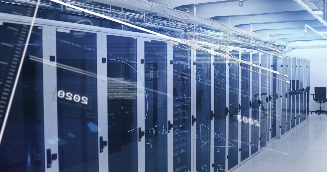 Animation of data processing over server room