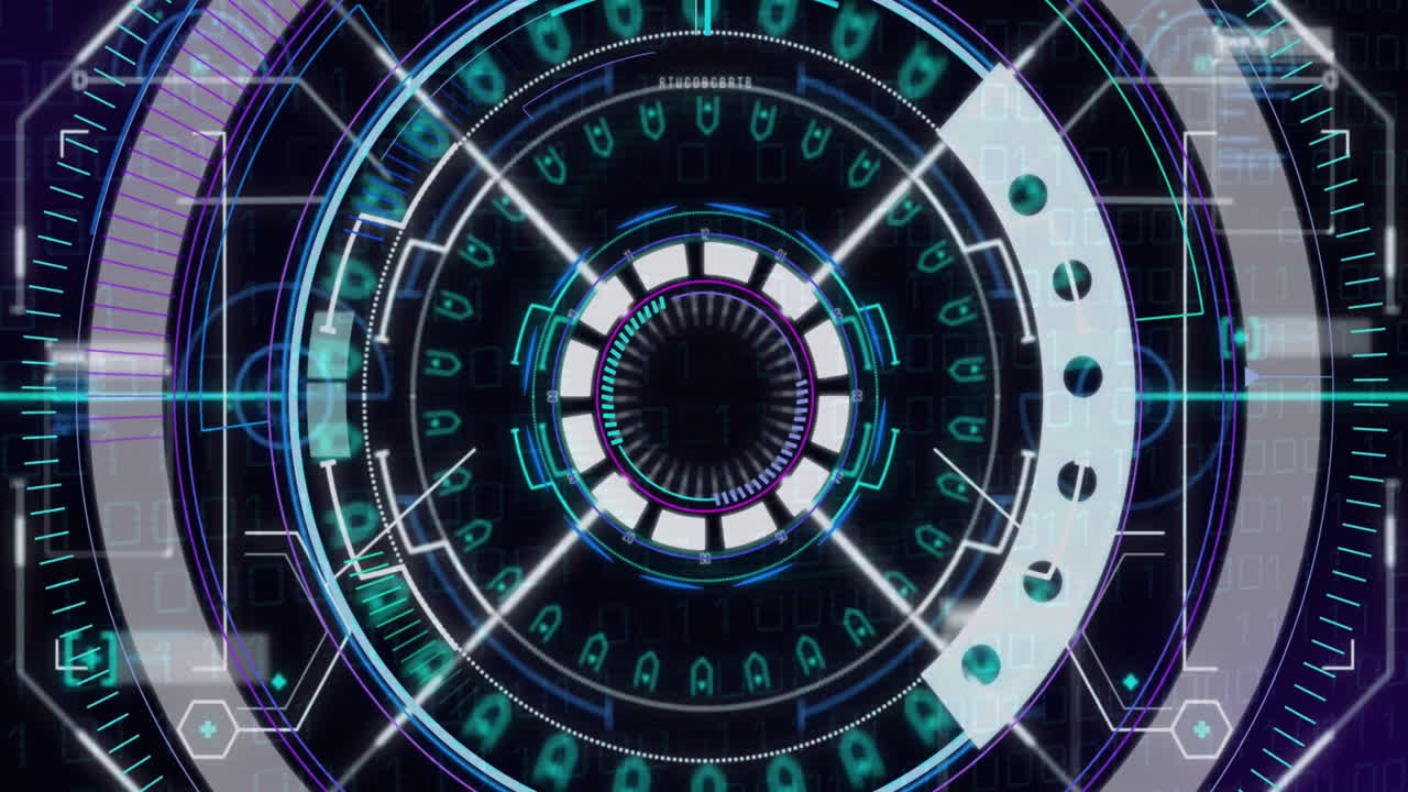 Animation of digital data processing over black background