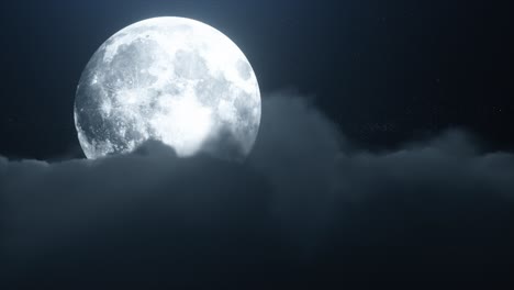 full moon behind clouds at night