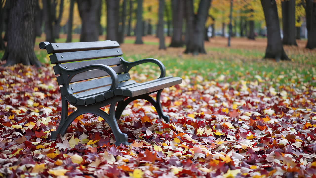Park Bench in Autumn Foliage