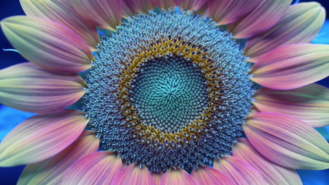 A Stunning Close-Up of a Sunflower, Capturing the Intricate Details of Its Vibrant Petals and Textured Center in Vivid Colors Against a Serene Background