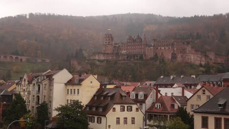 heidelberg castle sitting high in the hills above the small german town