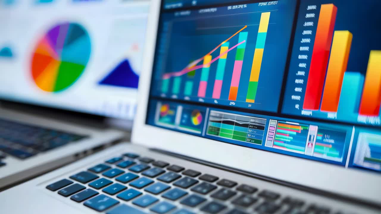 Laptops Displaying Business Graphs and Charts