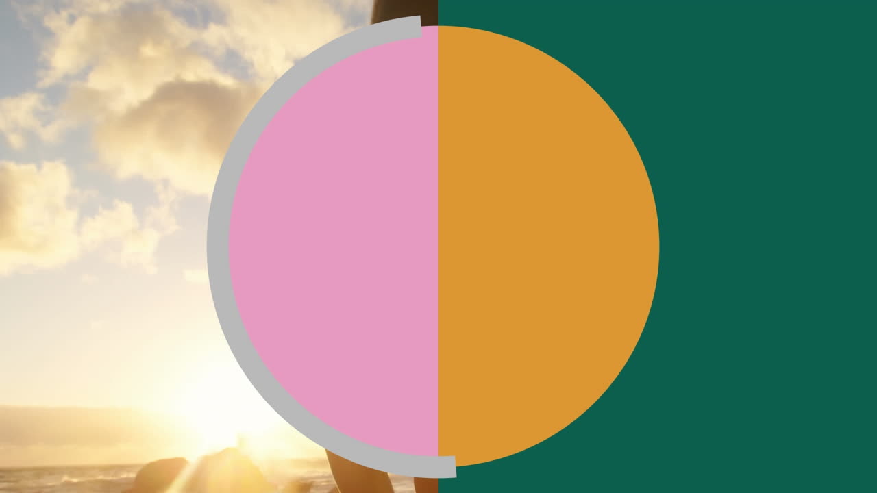 animación de formas sobre pareja caucásica y fondo verde