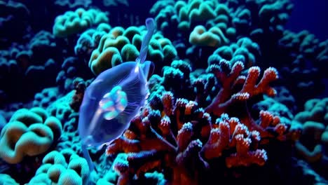 medusas en un arrecife de coral