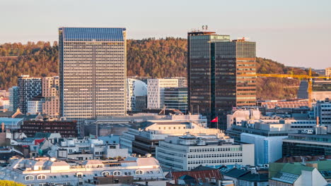 Radisson-Blu-Plaza-Hotel-And-Postgirobygget-Building-In-The-Skyline-Of-Oslo-In-Norway