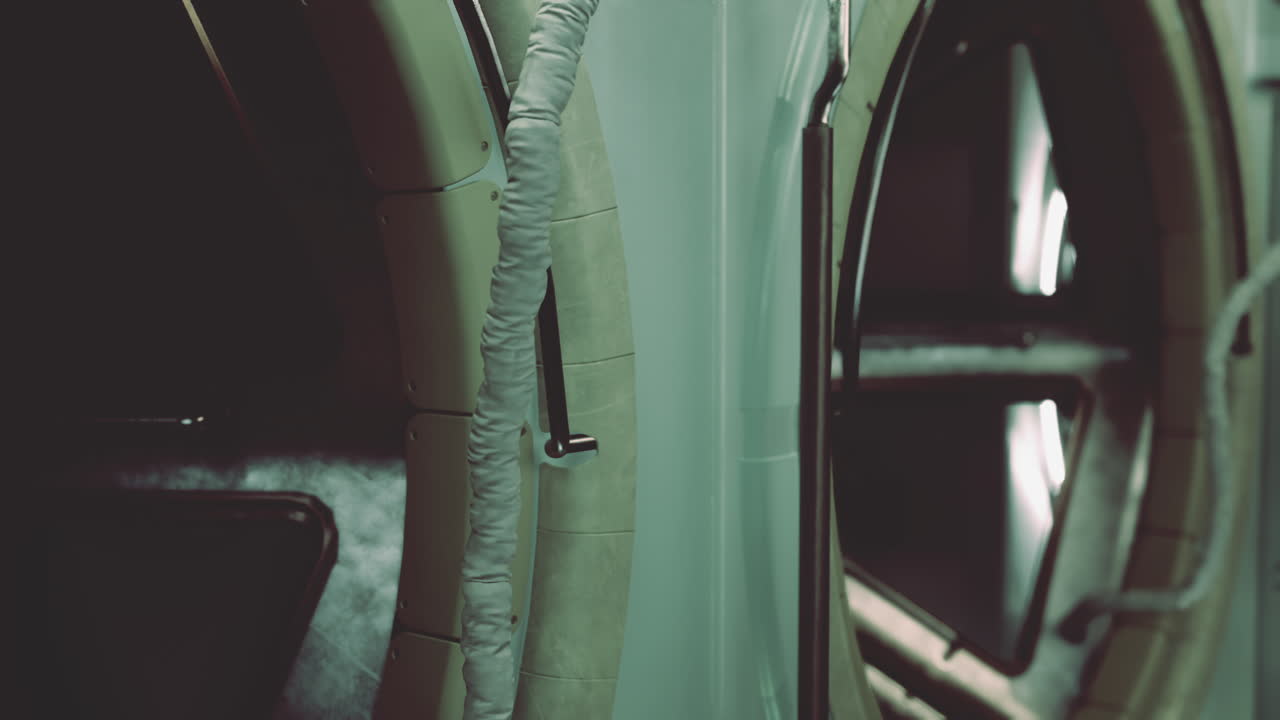 интерьер космического корабля: крупный план люка